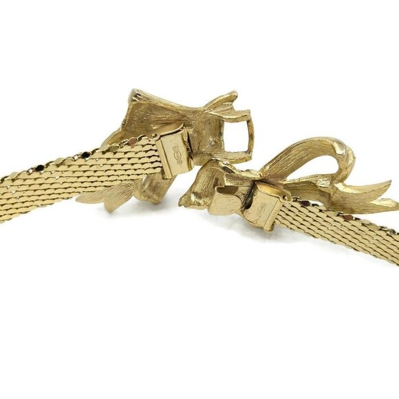 Vintage Whiting and Davis Gold Belt Womens 24" Bow Clasp Rhinestones - Picture 3 of 7